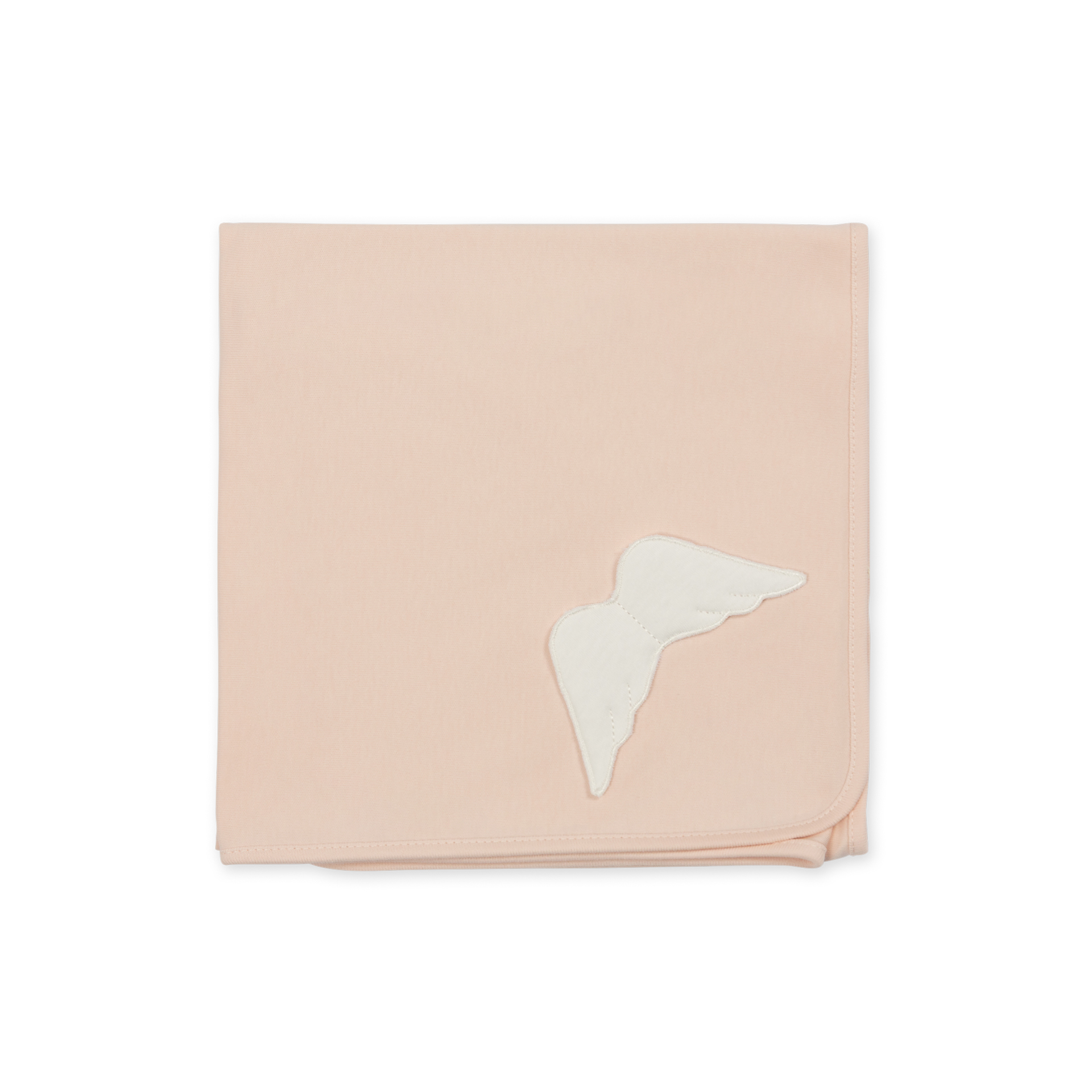 Fralda de Algodão rosa pêssego da Baby Gi – Coleção Angel Manta rosa claro com aplicação branca em forma de asa