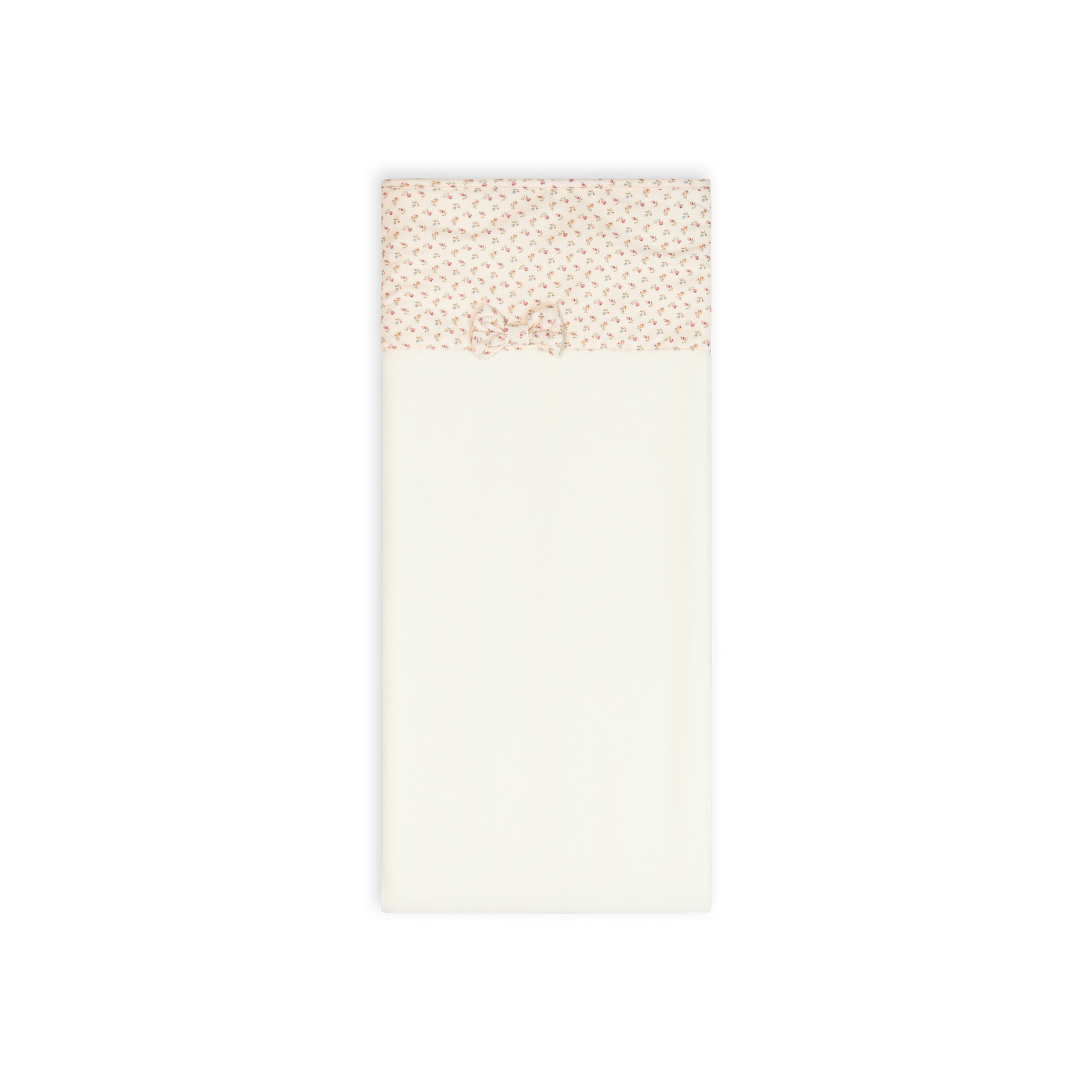 Manta Laminada com laço pérola Baby Gi – Coleção Heather Lençol branco com banda creme floral e laço decorativo