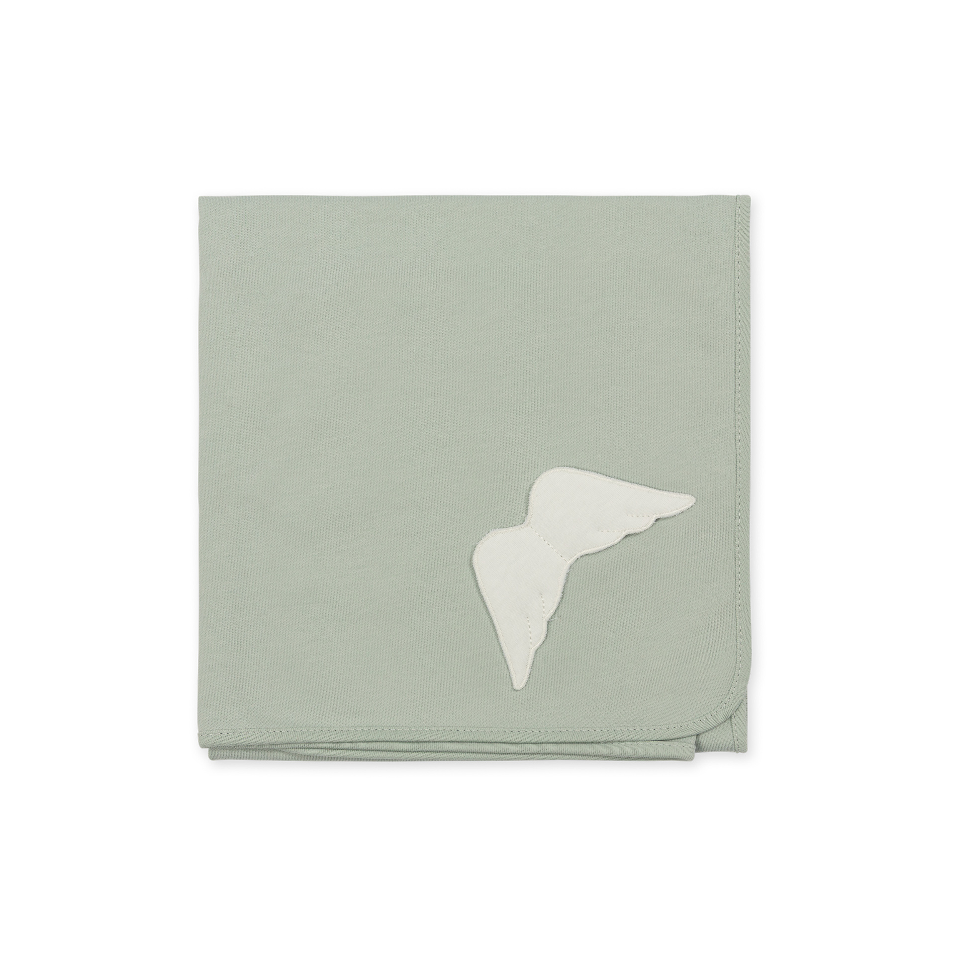 Fralda de Algodão verde menta da Baby Gi – Coleção Angel Cobertor verde claro com aplicação branca em forma de asa