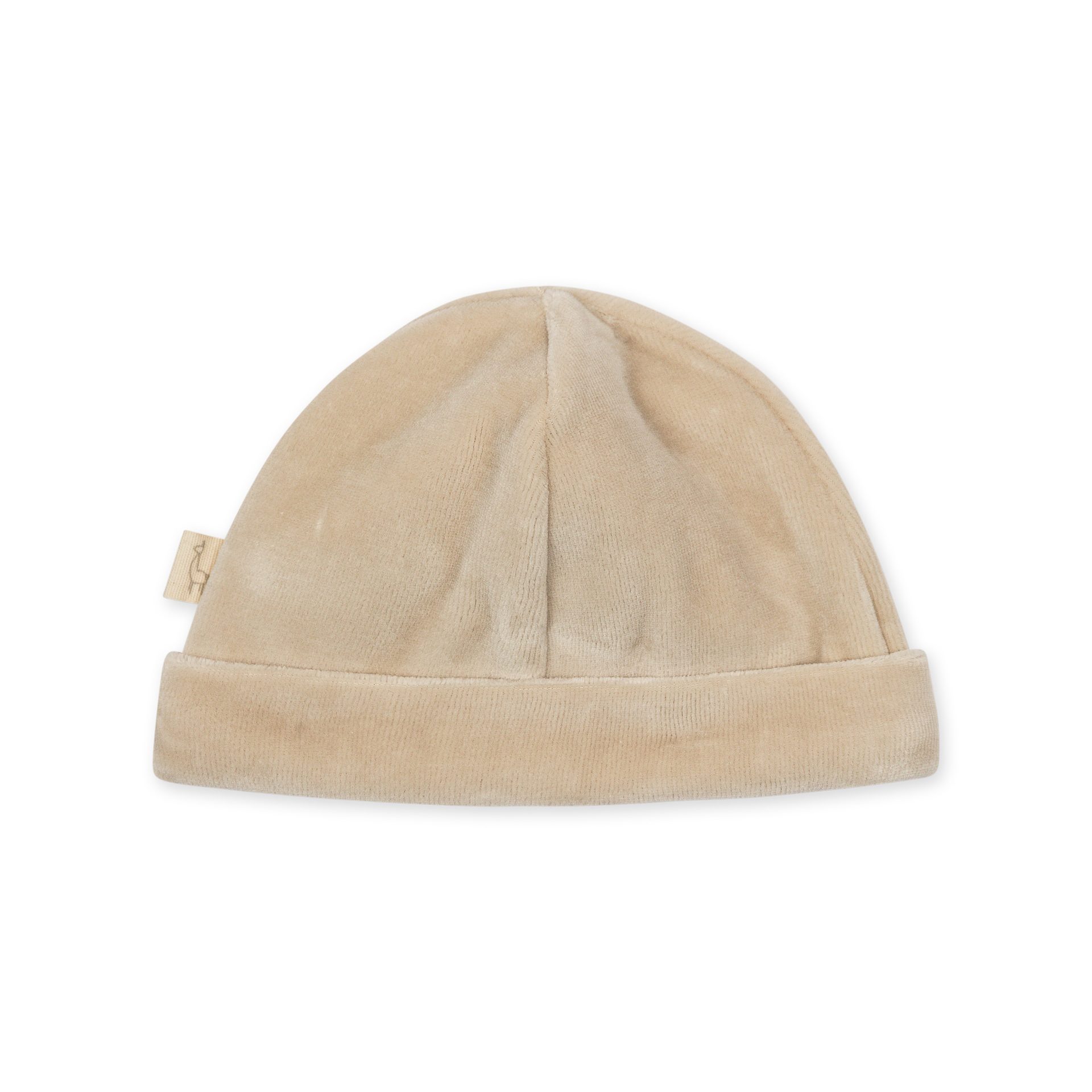 Gorro Laminado taupe da Baby Gi Gorro bege de tecido com etiqueta lateral