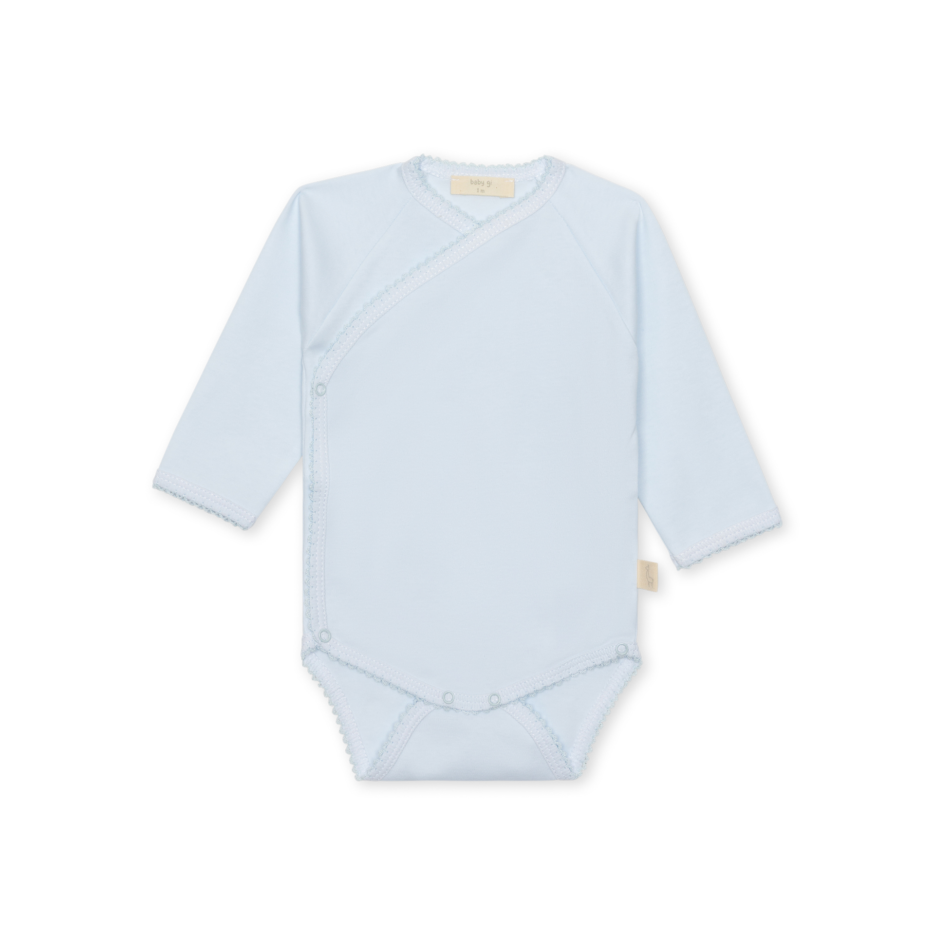Body Interior de Trespasse em Algodão azul bebé da Baby Gi Body de bebé azul claro com manga comprida e fecho lateral