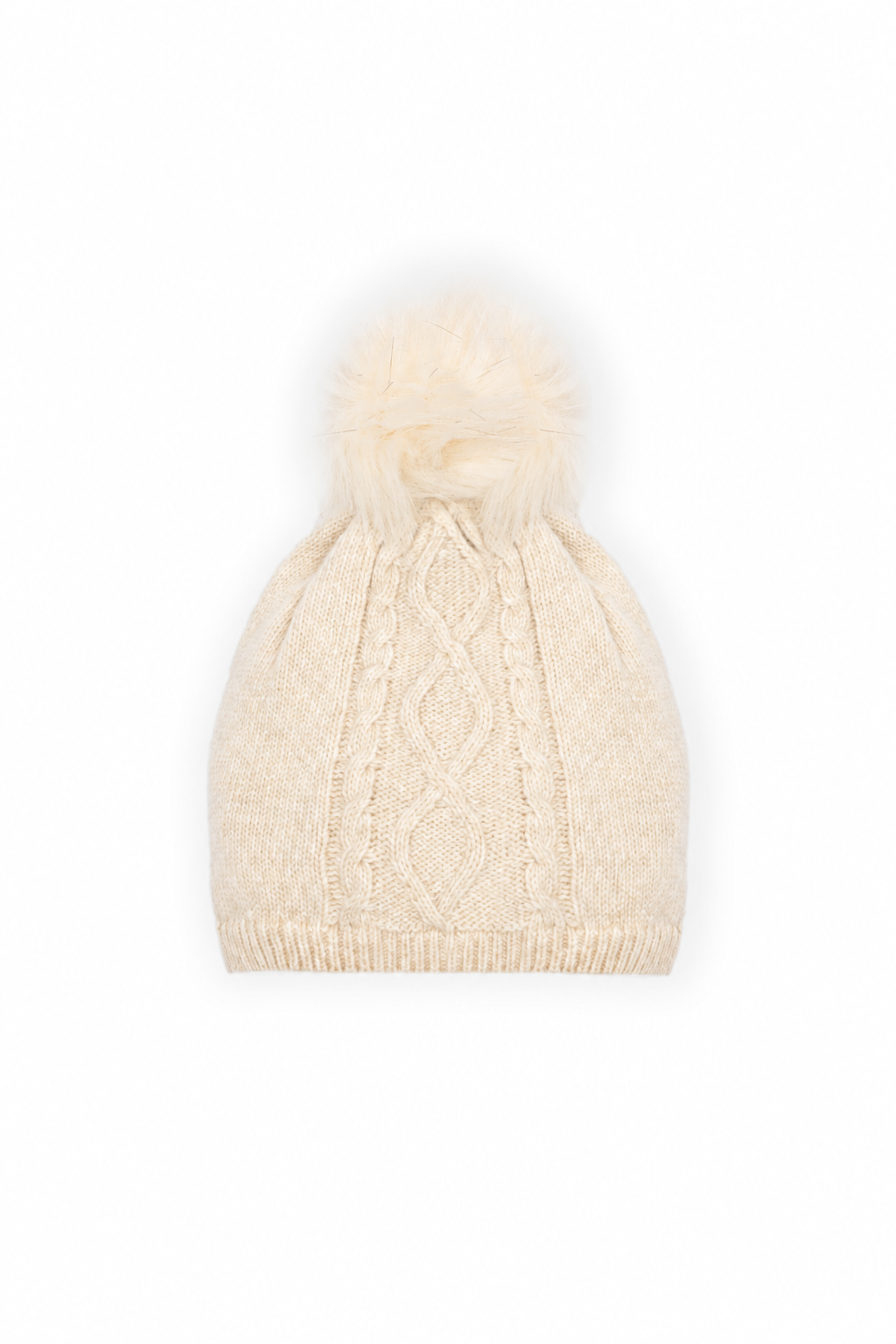 Gorro de Malha com Caxemira Cru Dr. Kid | Coleção Teddy Gorro bege claro com pompom de pelo
