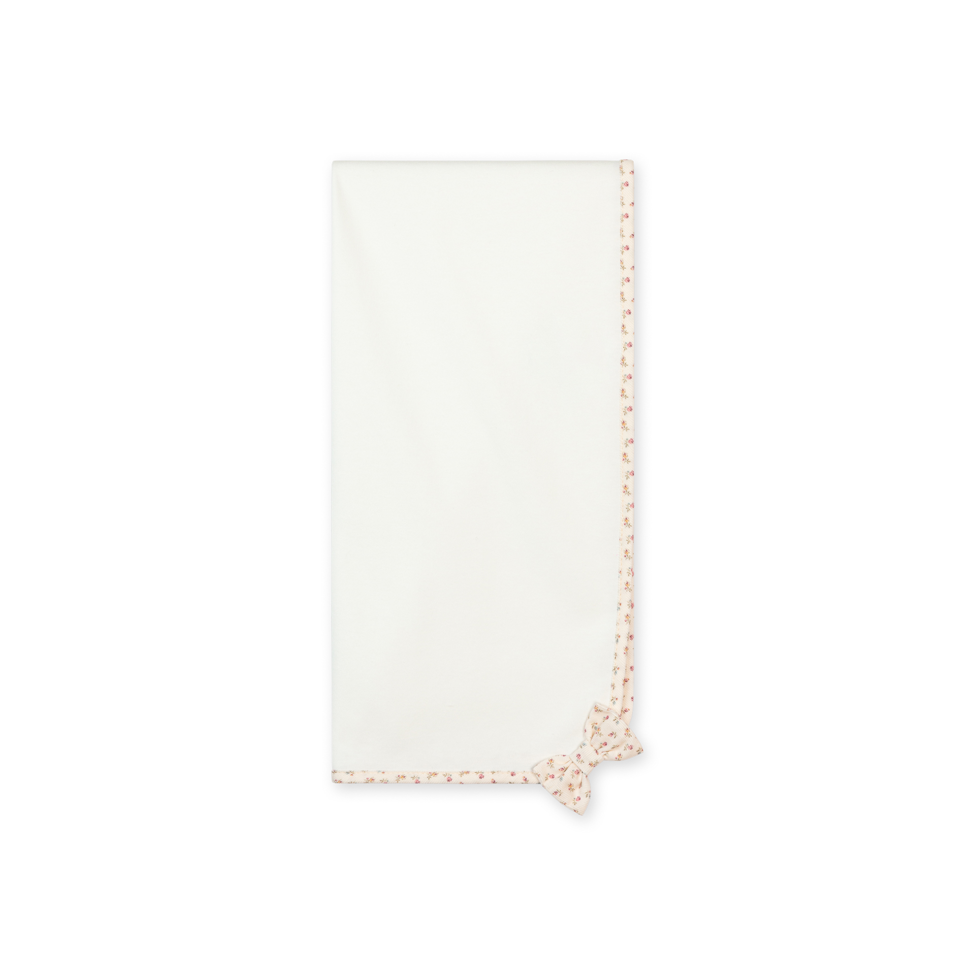 Fralda de Algodão pérola Baby Gi – Coleção Heather Toalha branca com borda e laço florais cor-de-rosa