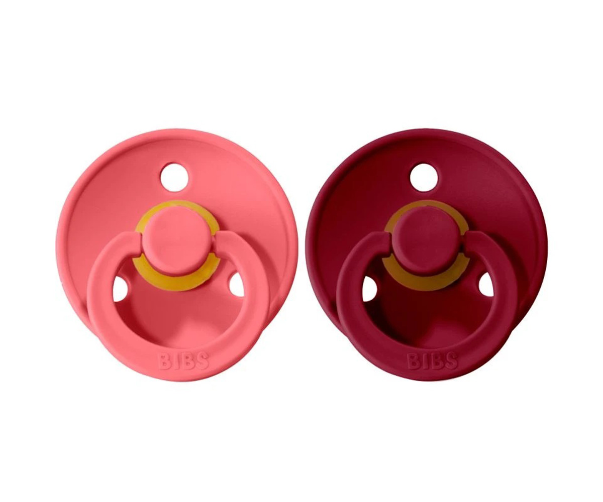 Chupeta Bibs Ruby/Coral Duas chupetas BIBS rosa e vinho com anilha amarela