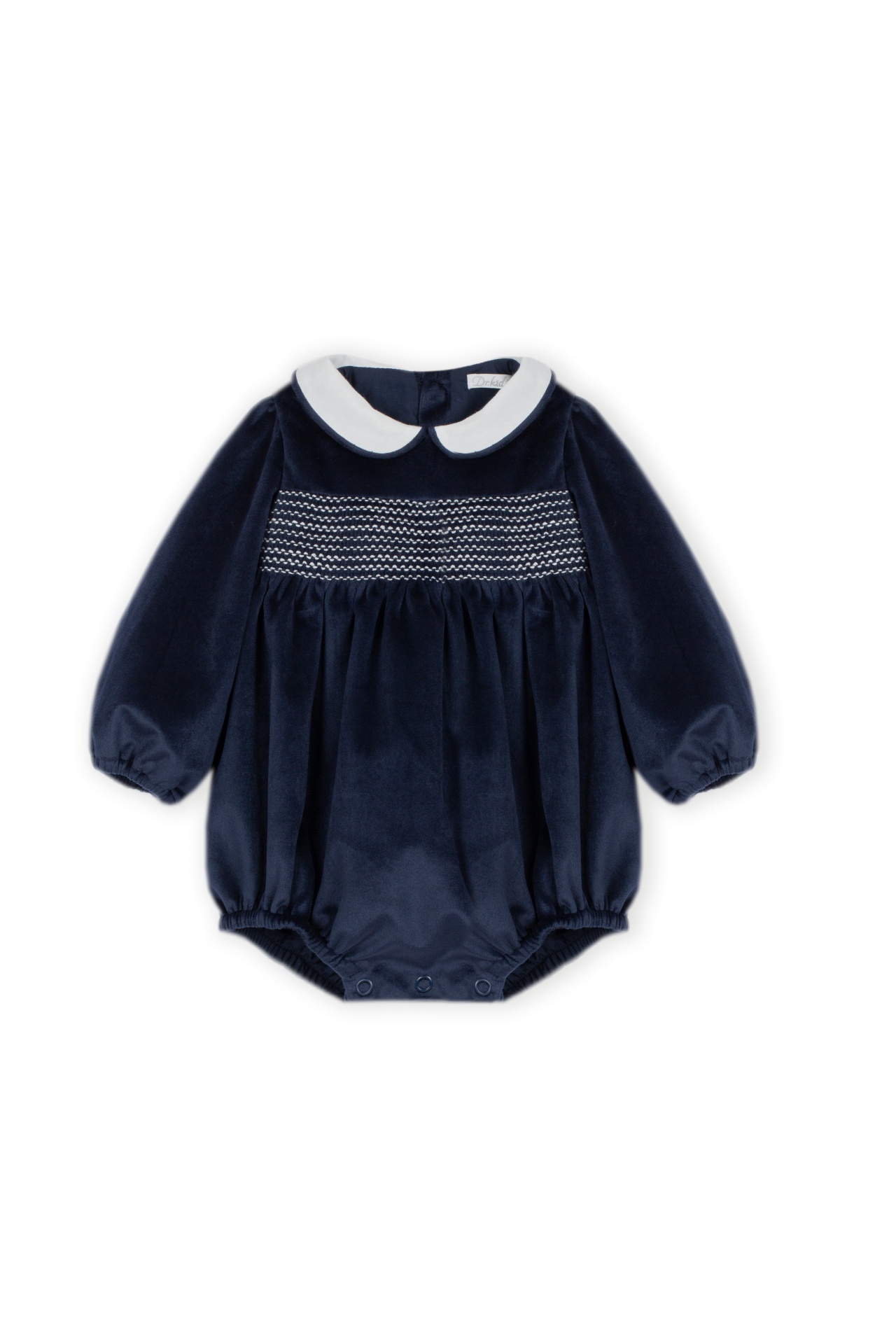 Fofo de Veludo Azul Marinho Dr. Kid | Shining Macacão azul escuro de veludo com gola branca