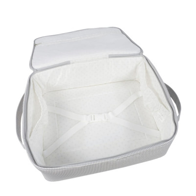Mala de viagem pequena cinza com interior branco