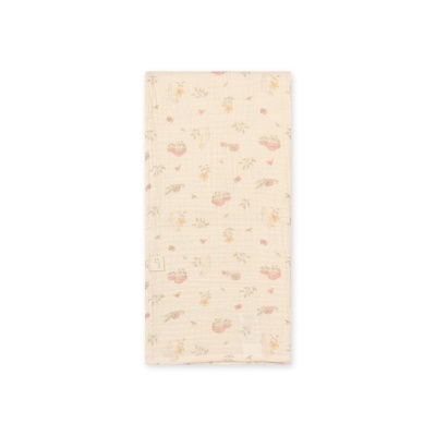 Toalha de algodão off-white com padrão floral delicado