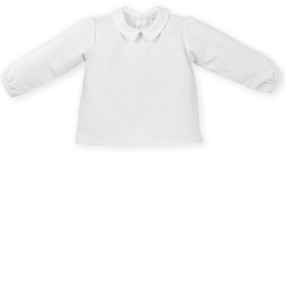 Camisola branca para criança com gola redonda e mangas compridas