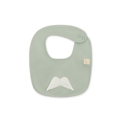 Babete de bebé verde claro com asa branca decorativa