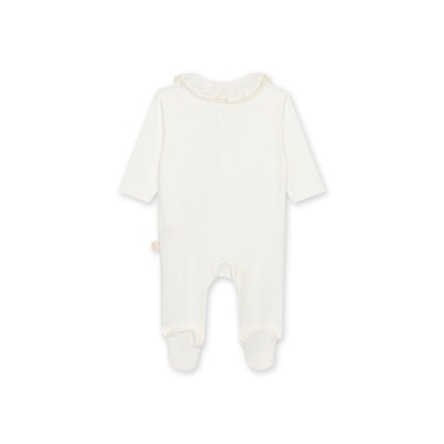 Macacão branco de bebé com babado