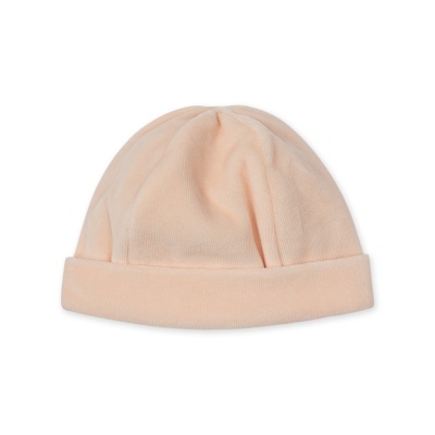 Gorro de malha cor de pêssego com dobra