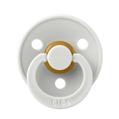 Chupeta branca BIBS com base circular e argola castanha