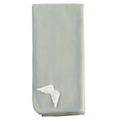 Manta cinzenta clara com aplique de asas brancas