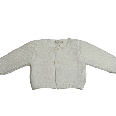 Casaco de malha branco para bebé com botões