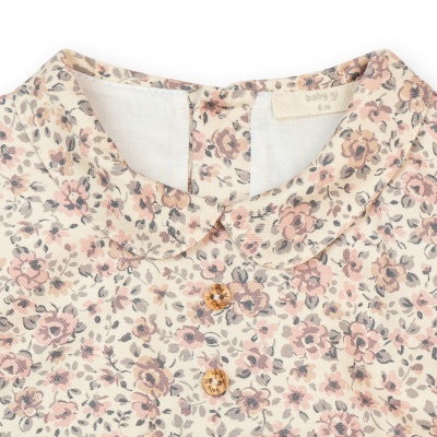 Vestido de bebé com padrão floral e gola peter pan