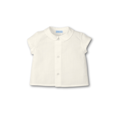 Blusa branca para bebé com gola redonda e botões
