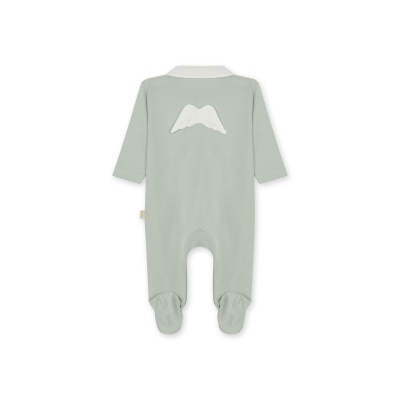 Macacão de bebé cinza claro com aplique de asas brancas nas costas