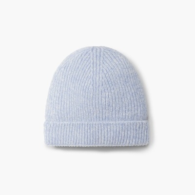 Gorro de malha azul clara com dobra