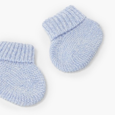 Botins de bebé azul clara em malha com punho canelado