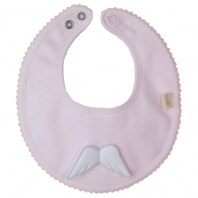 Babete rosa com asas brancas e fecho de pressão