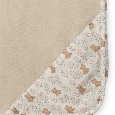 Pano de bebê com aba estampada de ursinhos e ramos