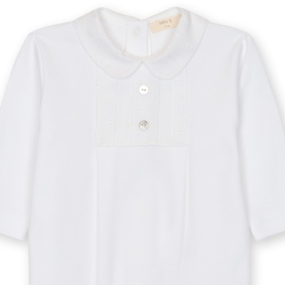 Body de bebé branco com gola redonda e botões