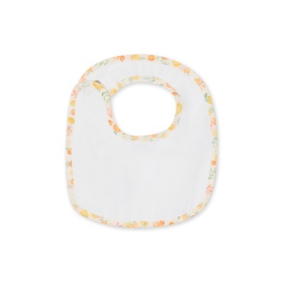 Babete branco com rebordo floral pastel e fecho de pressão