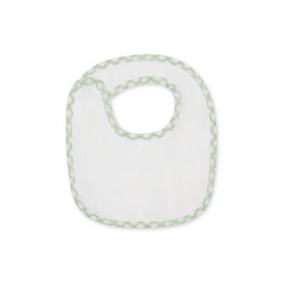 Babete branco com bordas verdes quadriculadas