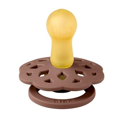 Chupeta para bebé castanha com tetina amarela translúcida