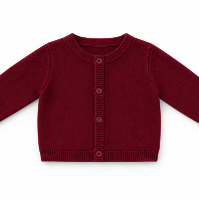 Camisola de malha bordô com botões na frente