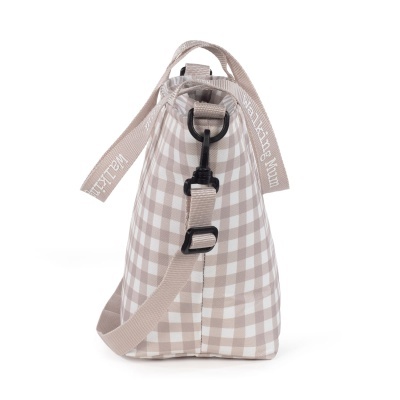 Bolsa xadrez bege e branco com alça ajustável