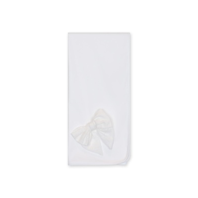 Fralda branca com laço decorativo branco