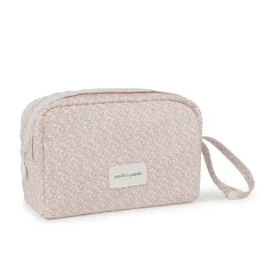 Bolsa rosa claro com padrão floral e fecho