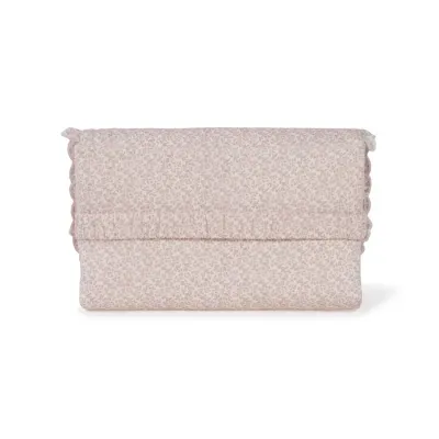 Colchão ou almofada dobrável com padrão floral rosa e creme