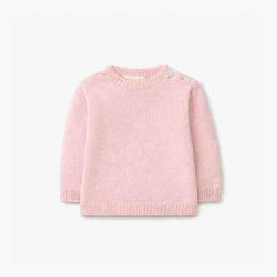 Camisola de bebé cor-de-rosa em malha com botões no ombro