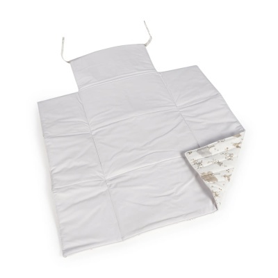 Mudador de bebé acolchoado branco com padrão floral bege na parte interior