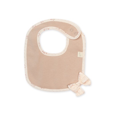 Babete rosa claro com borda creme floral e laço decorativo