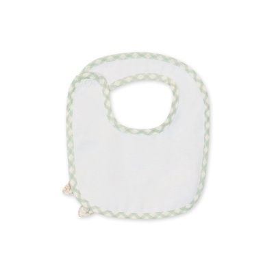 Babete branco com borda xadrez verde claro