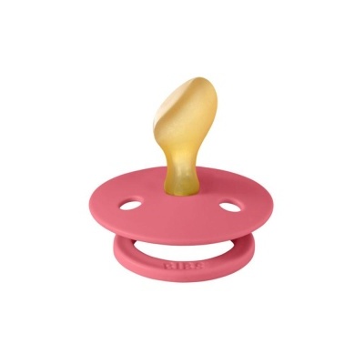 Chupeta para bebé rosa com tetina amarela