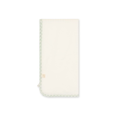 Manta branca com bordadura xadrez verde claro