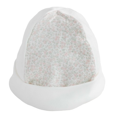 Gorro de bebé branco com estampado floral