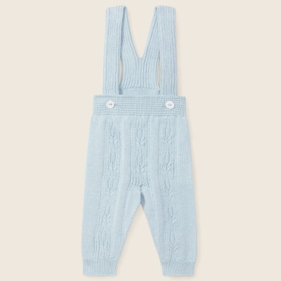Macacão azul claro de malha com alças para bebé