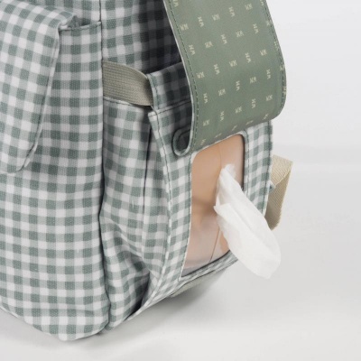 Bolsa em tecido xadrez com abertura para lenços