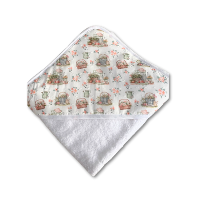 Toalha de bebé com capuz e padrão floral