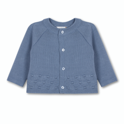 Camisola de bebé azul com botões e padrão texturizado