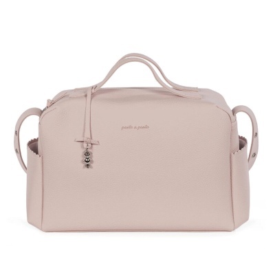 Mala de mão rosa pálido em pele sintética com textura granular