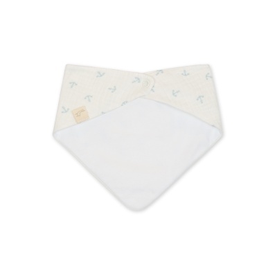 Bandana branca com padrão de âncoras azuis e fecho