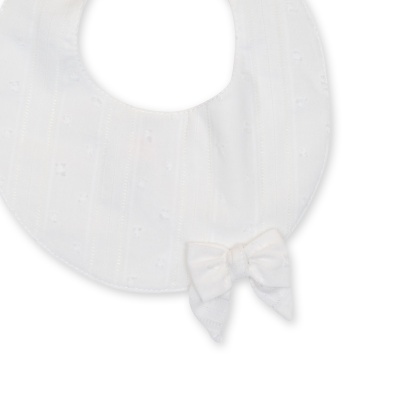 Babete de tecido branco com laço