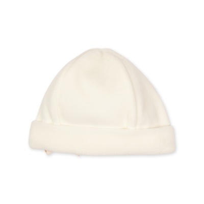 Gorro creme em algodão com bainha dobrada