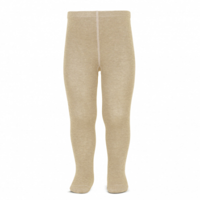 Meias-calças para bebé bege com costura branca